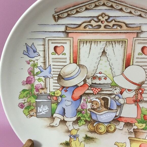 VTG 91s  Watkins Country Kids Porcelain Dessert Plate Moms Are Special 8" - Picture 9 of 10